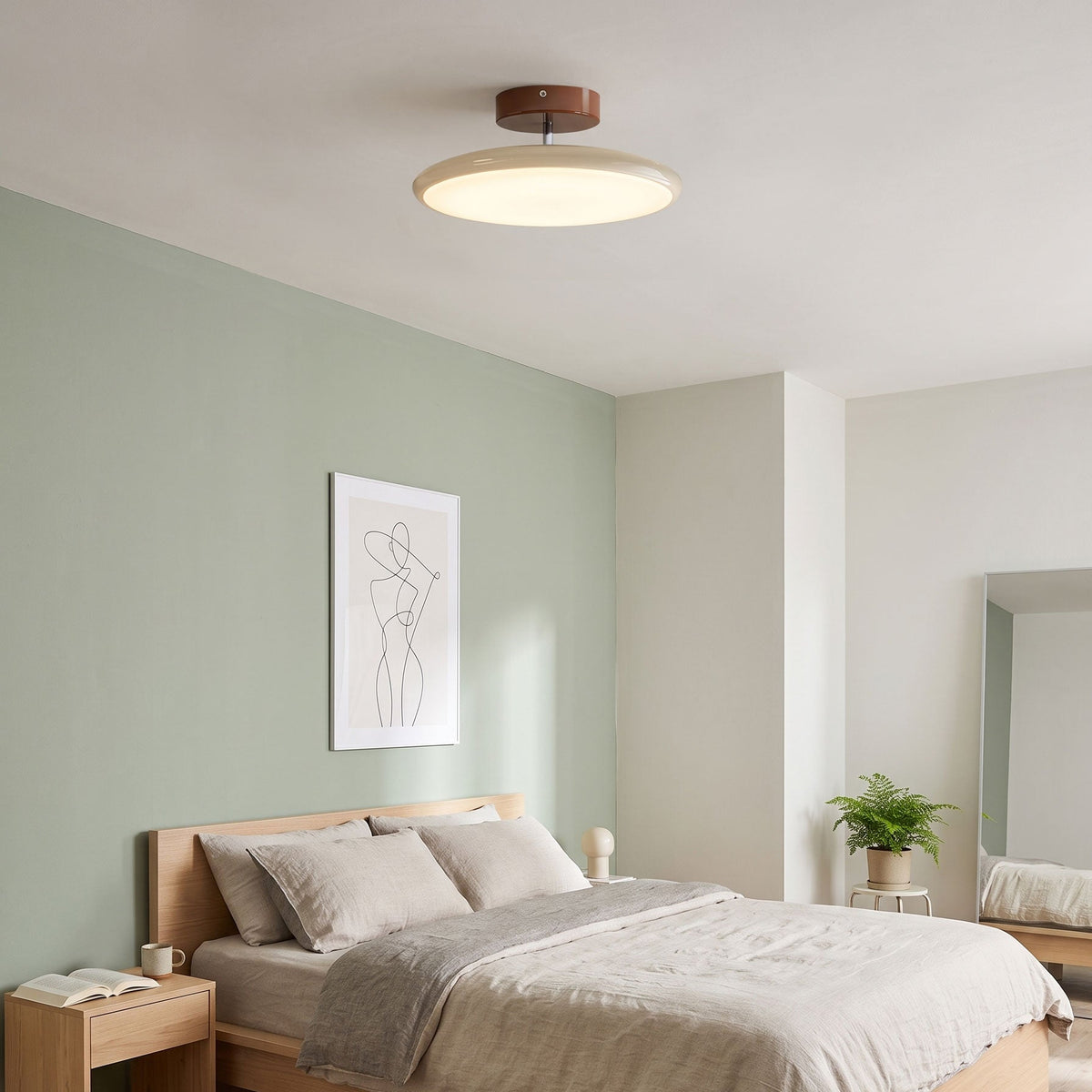 Bauhaus Swivel Arm Ceiling Light, Dimmable LED Disc Lamp
