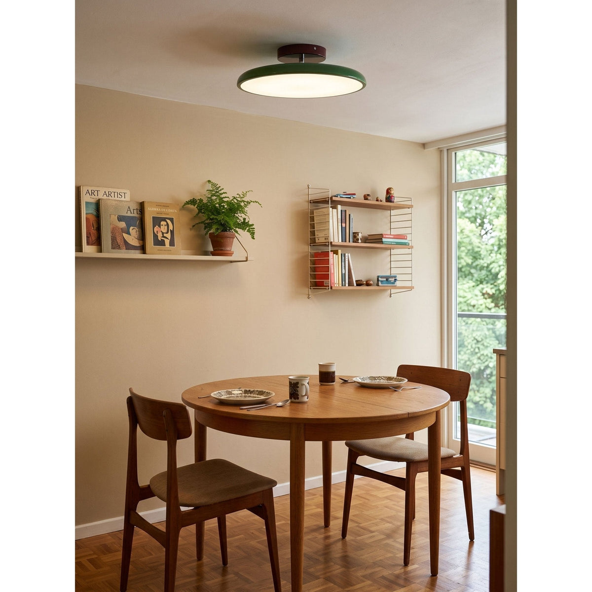 Bauhaus Swivel Arm Ceiling Light, Dimmable LED Disc Lamp