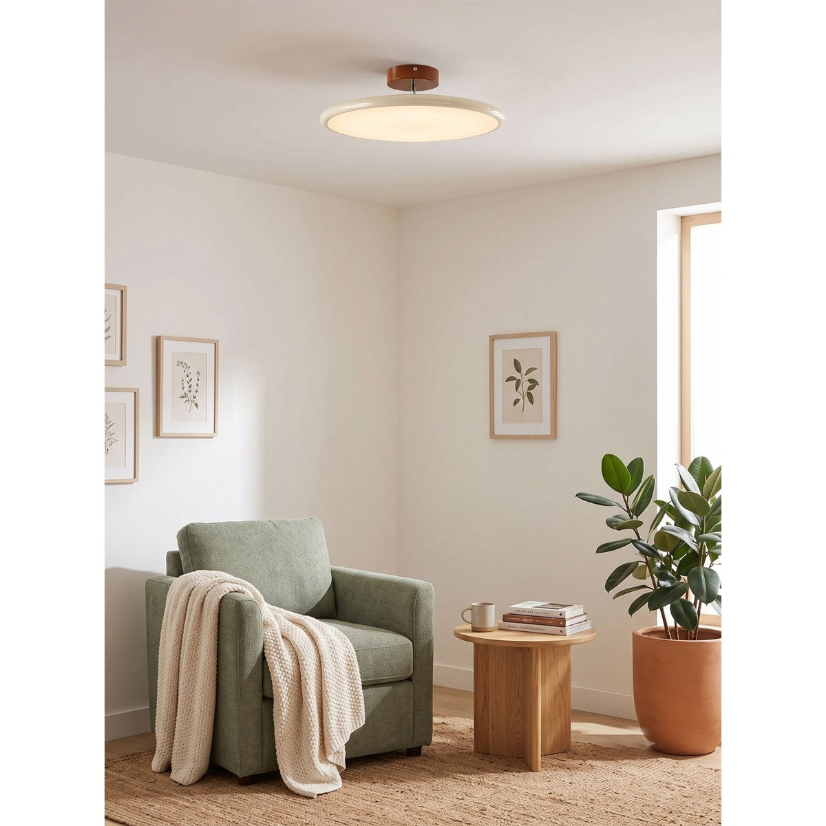Bauhaus Swivel Arm Ceiling Light, Dimmable LED Disc Lamp