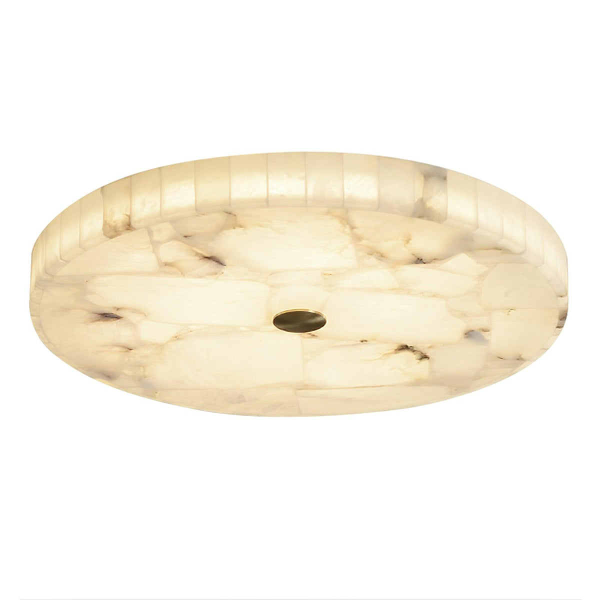 Alabaster Flush Mount Light, Round Mosaic Stone LED Lamp
