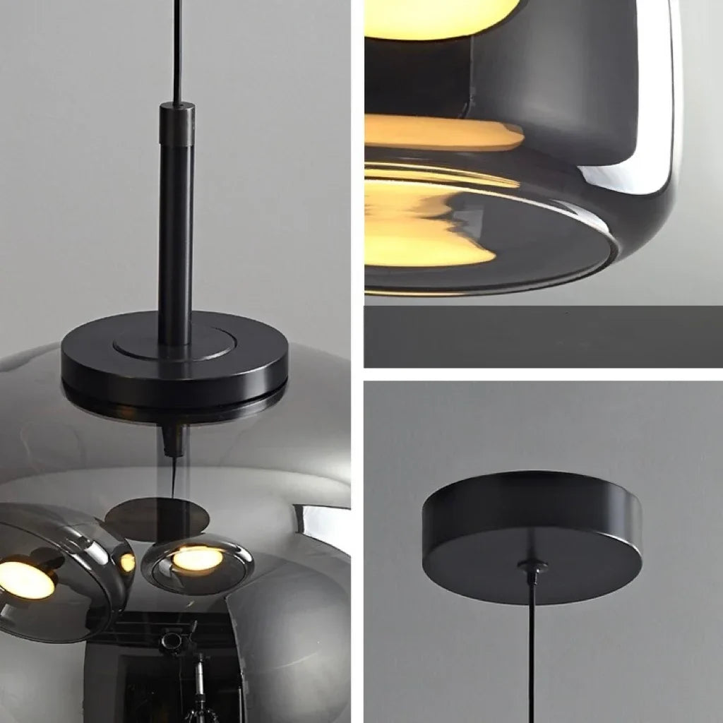 Amber Glass Pendant Light, Kitchen Island Mini Pendant Set