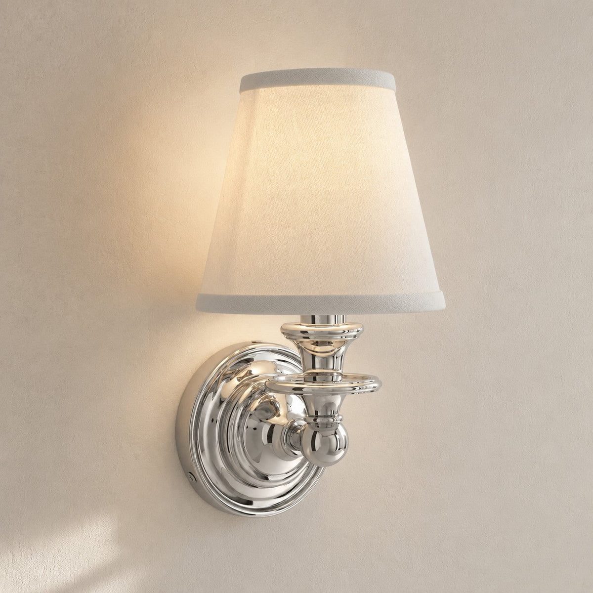 Linen Drum Shade Wall Sconce, Farmhouse Bedroom Wall Lamp