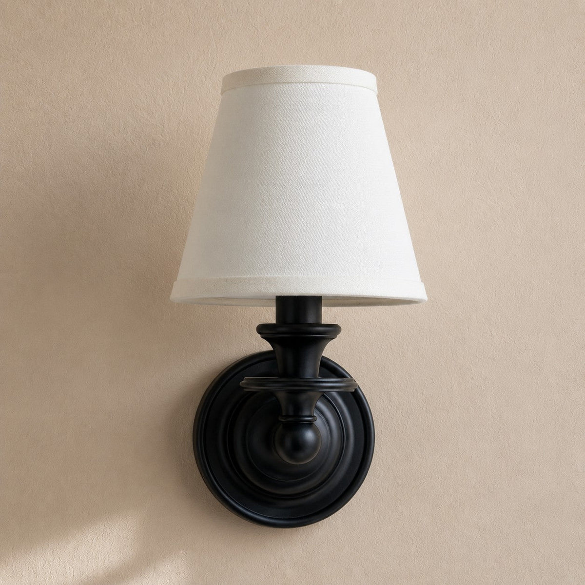 Linen Drum Shade Wall Sconce, Farmhouse Bedroom Wall Lamp