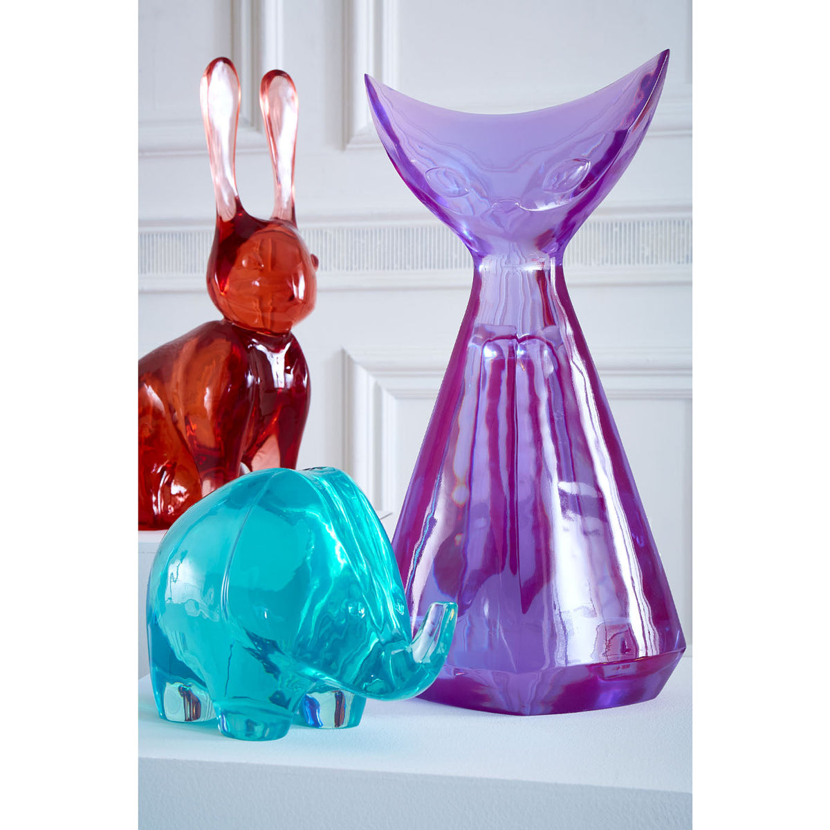 Acrylic Rabbit Sculpture, Giant Red Decorative Objet