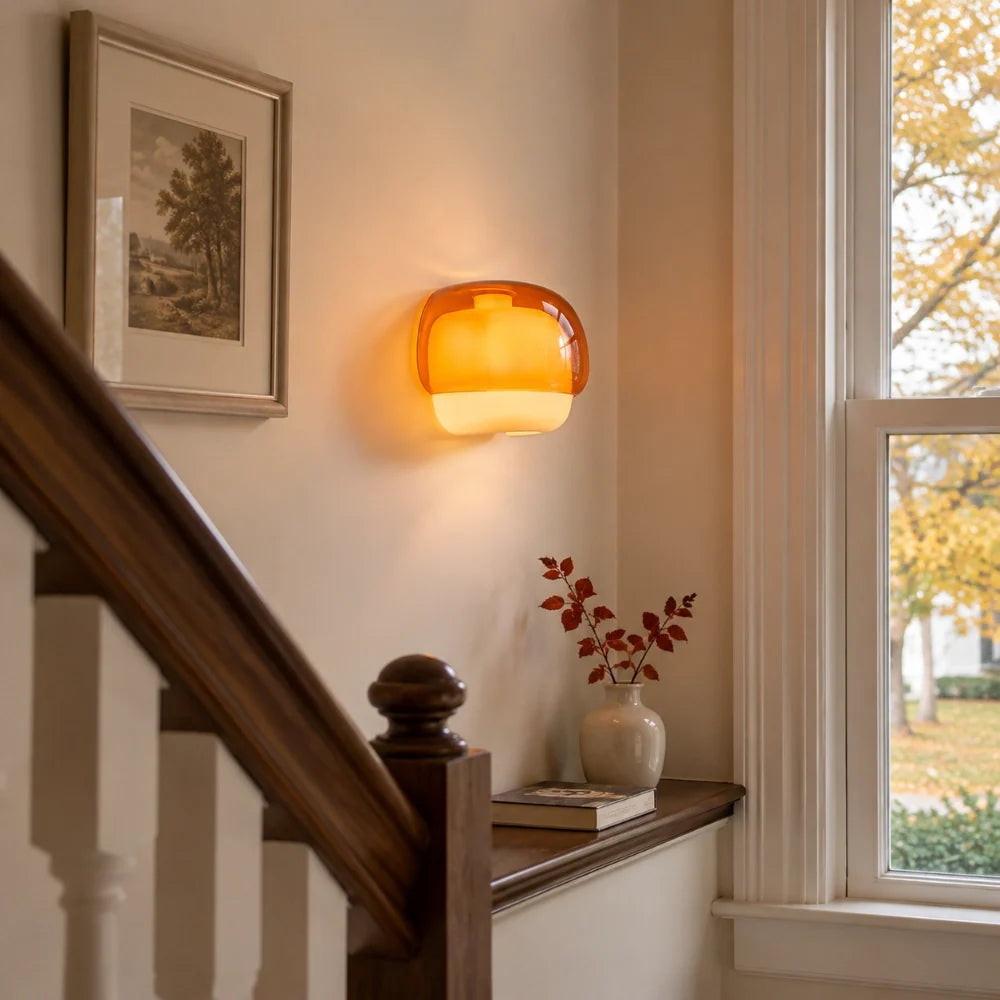 Bauhaus Mushroom Wall Sconce, Double Layer Colored Glass