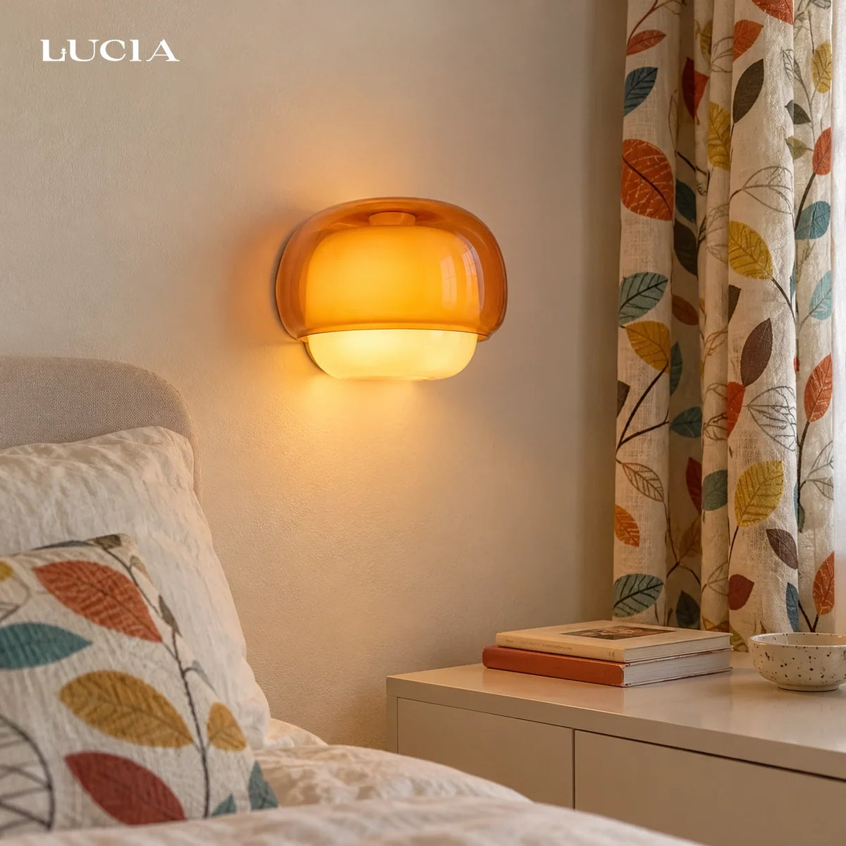 Bauhaus Mushroom Wall Sconce, Double Layer Colored Glass