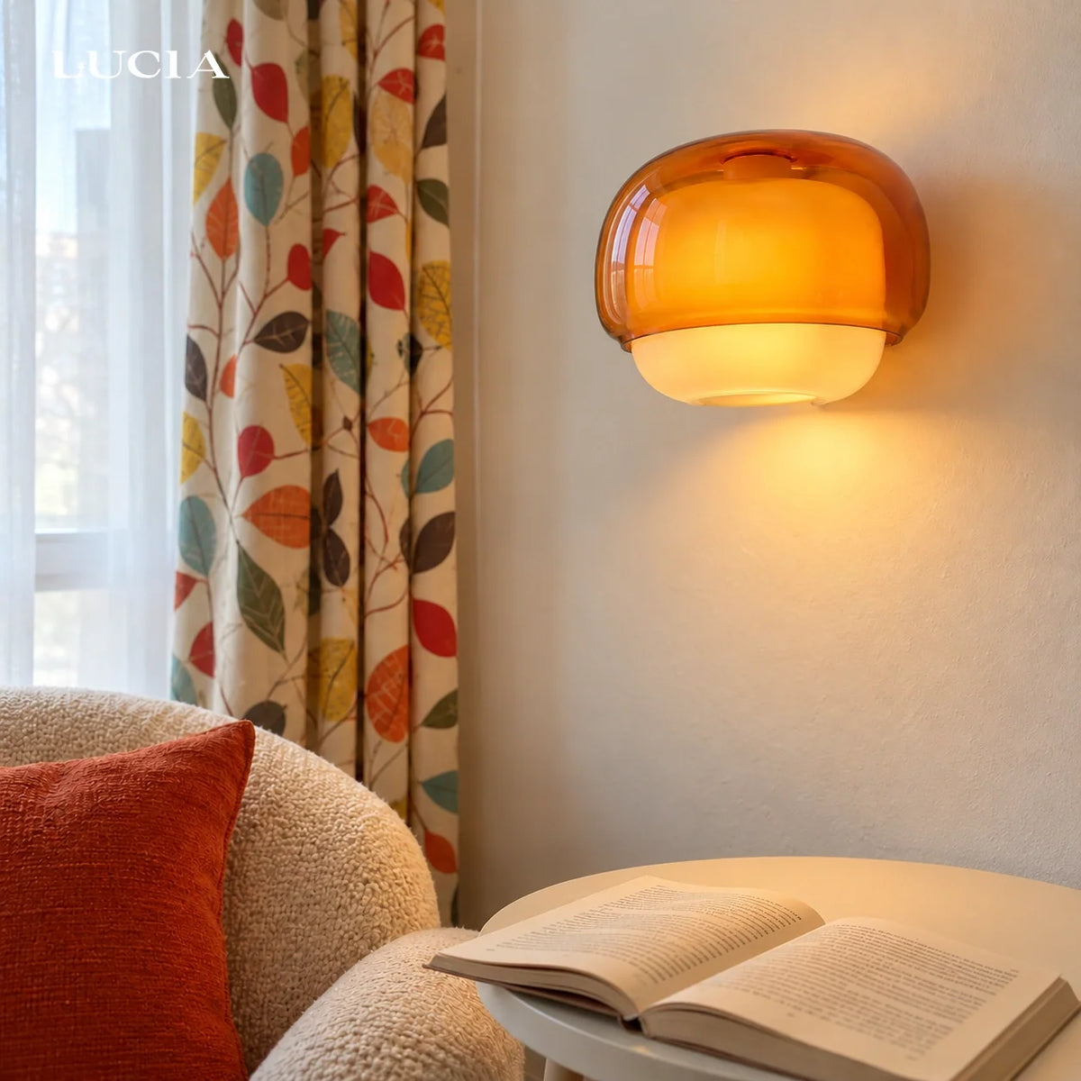 Bauhaus Mushroom Wall Sconce, Double Layer Colored Glass