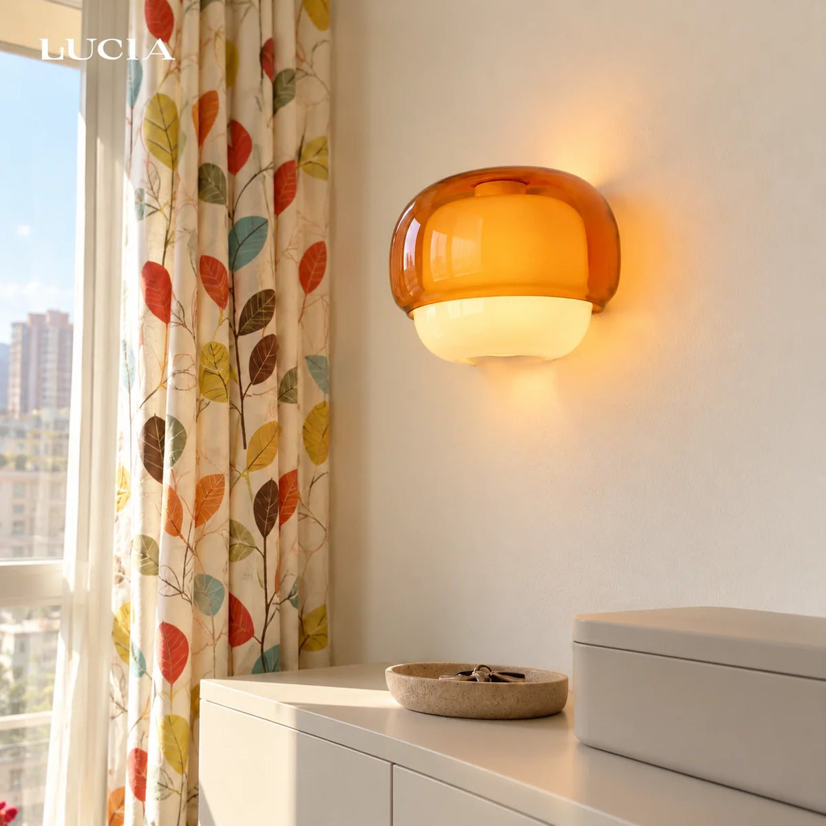 Bauhaus Mushroom Wall Sconce, Double Layer Colored Glass
