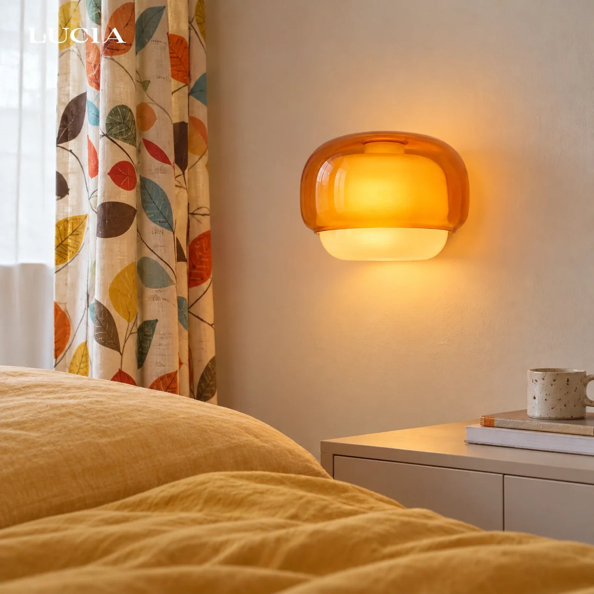 Bauhaus Mushroom Wall Sconce, Double Layer Colored Glass