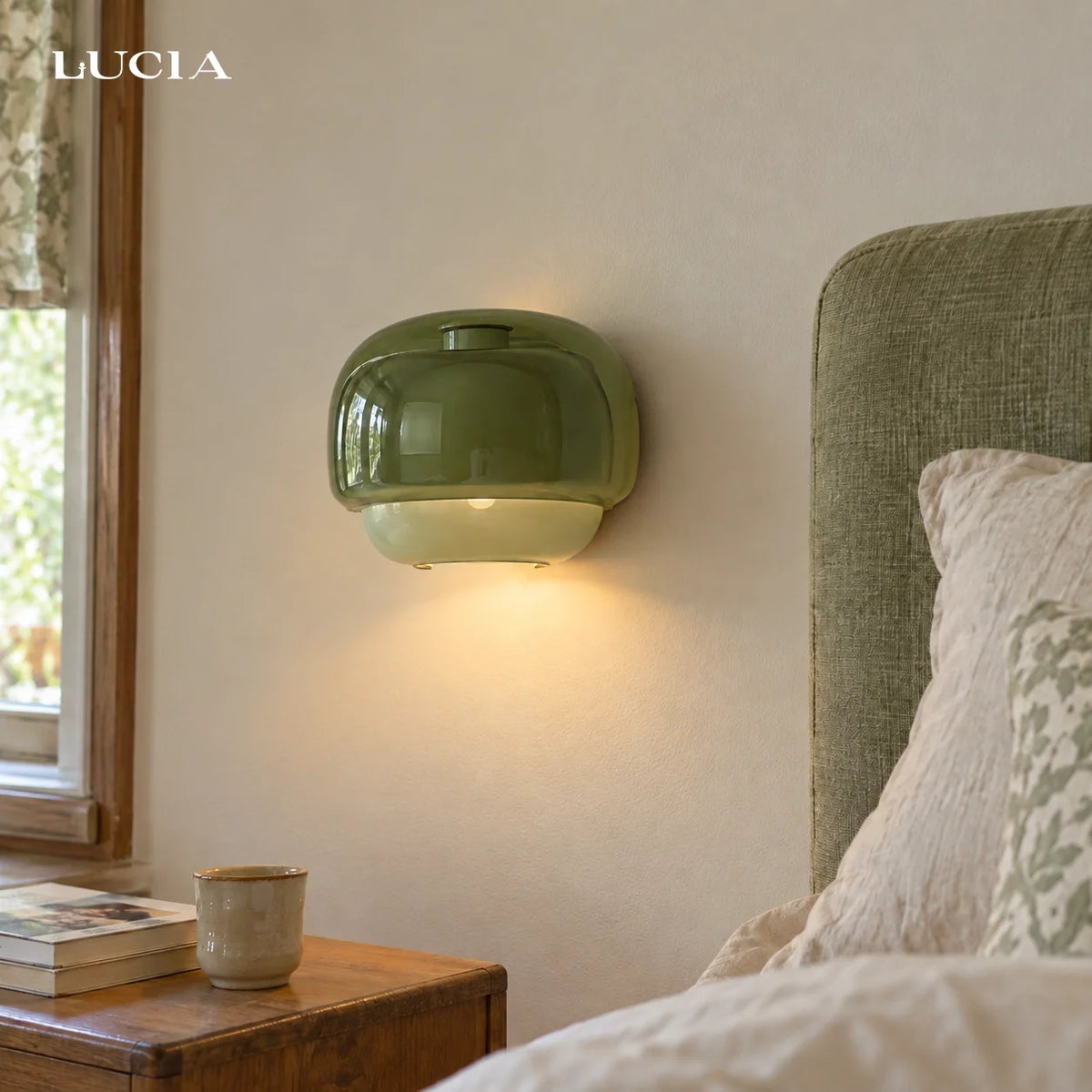 Bauhaus Mushroom Wall Sconce, Double Layer Colored Glass