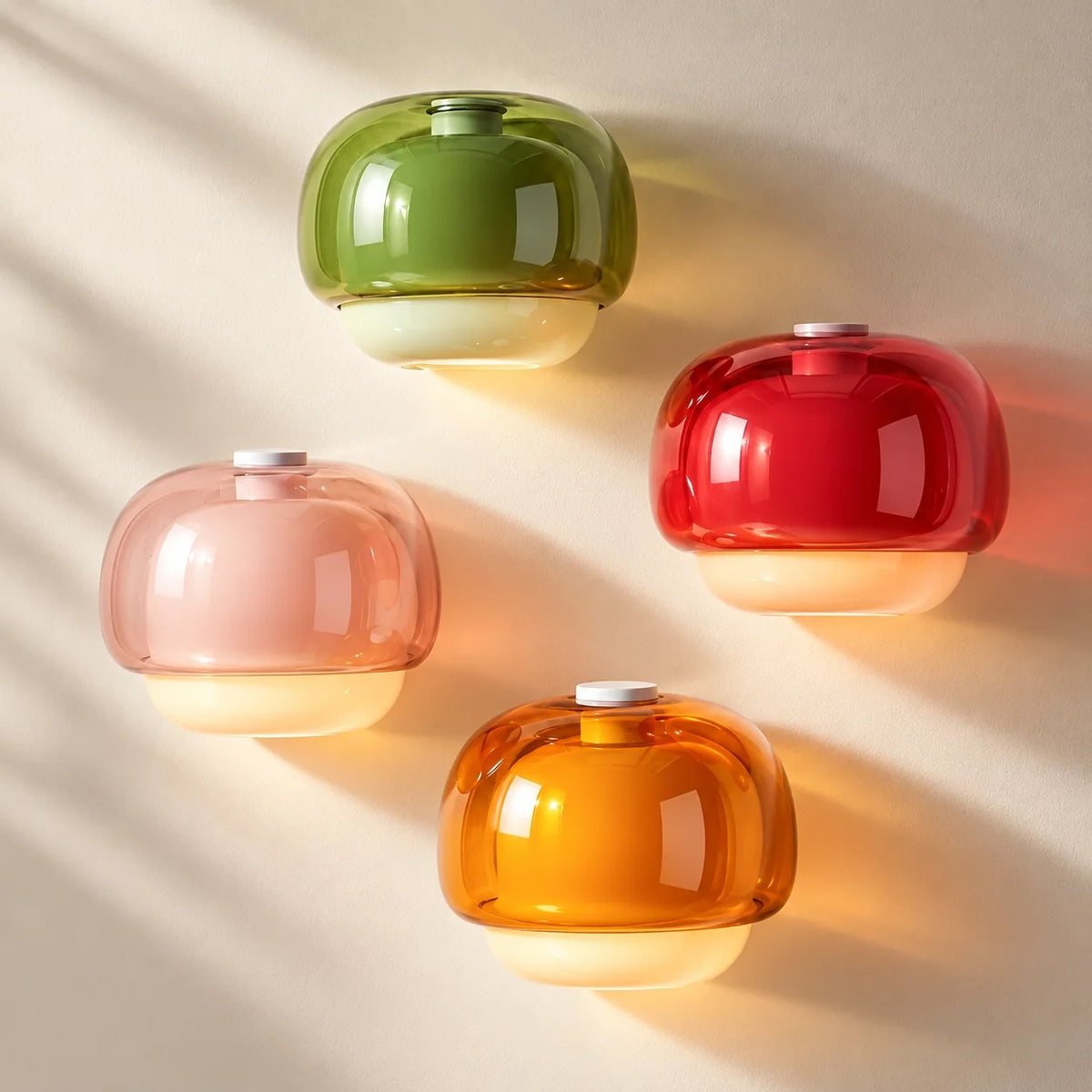 Bauhaus Mushroom Wall Sconce, Double Layer Colored Glass