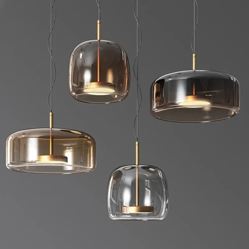 Amber Glass Pendant Light, Kitchen Island Mini Pendant Set