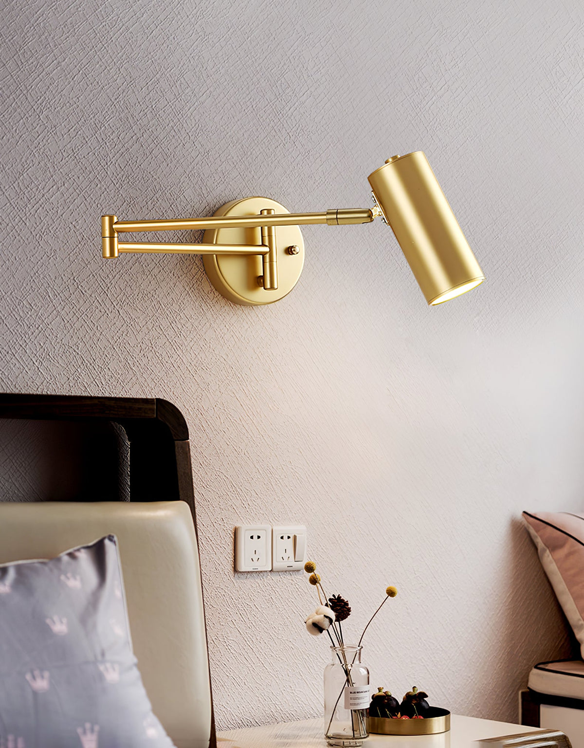 Swing Arm Wall Sconce, Adjustable LED Bedside Reading Light