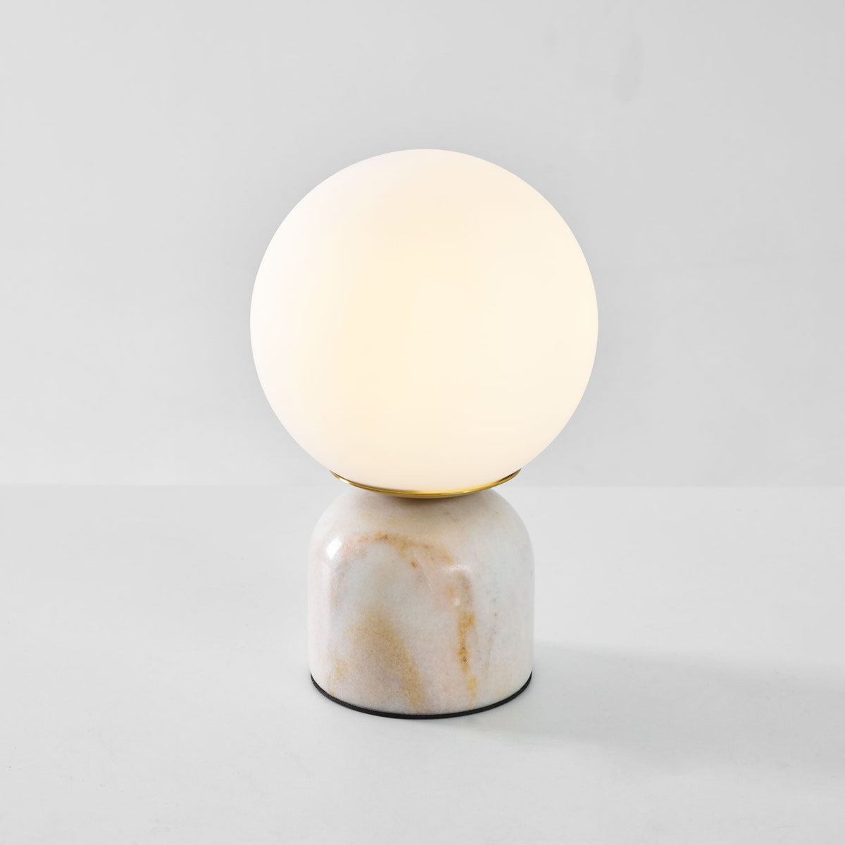 Marble Table Lamp, White Glass Globe Bedside Lamp