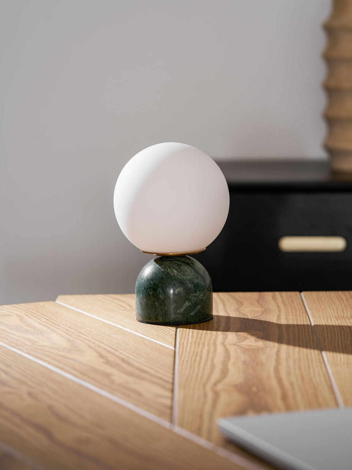 Marble Table Lamp, White Glass Globe Bedside Lamp
