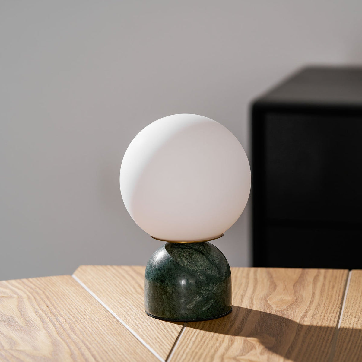 Marble Table Lamp, White Glass Globe Bedside Lamp