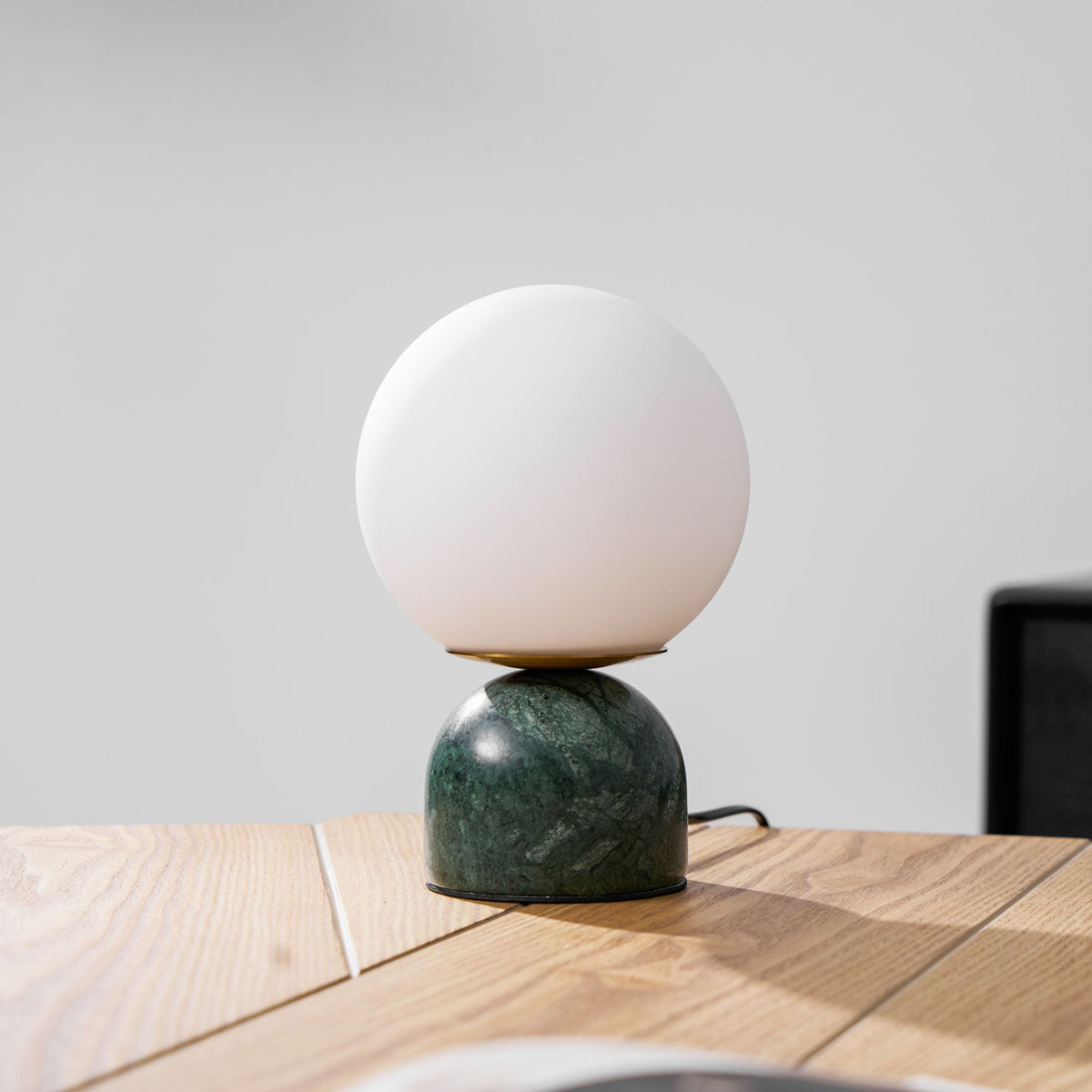 Marble Table Lamp, White Glass Globe Bedside Lamp