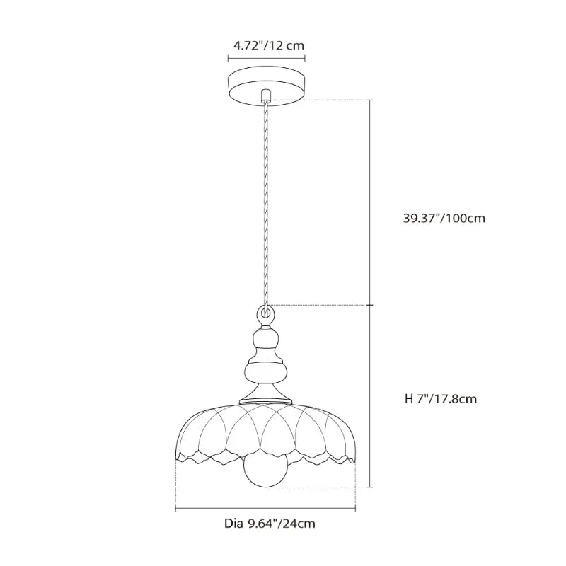 Vintage Glass Pendant Light, Floral Pattern Lantern Shade