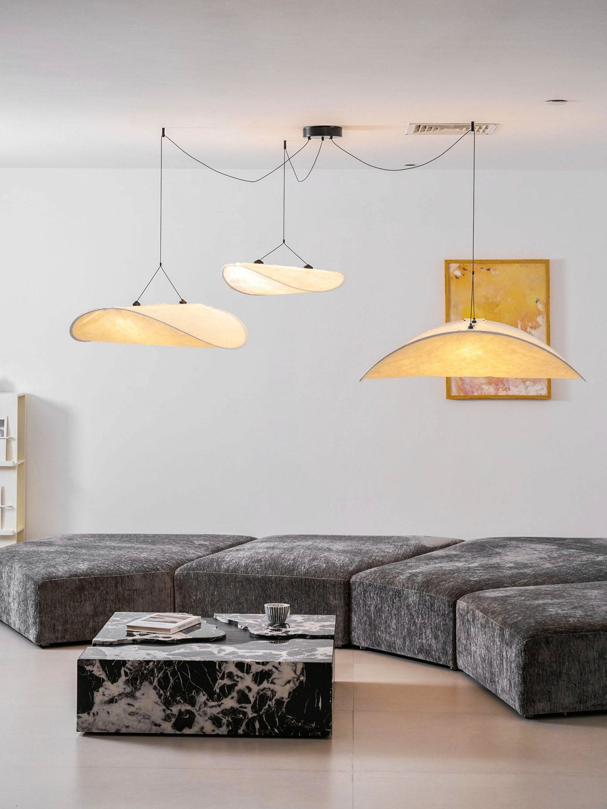Disc Pendant Light, Floating Synthetic Paper Dining Lamp