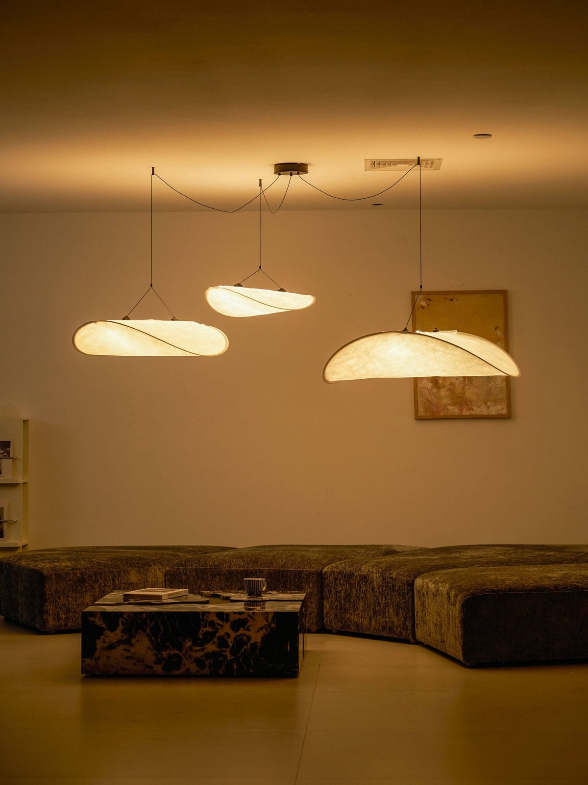 Disc Pendant Light, Floating Synthetic Paper Dining Lamp