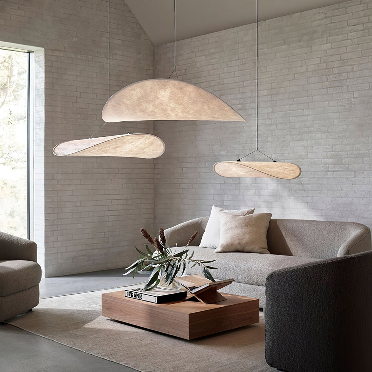 Disc Pendant Light, Floating Synthetic Paper Dining Lamp