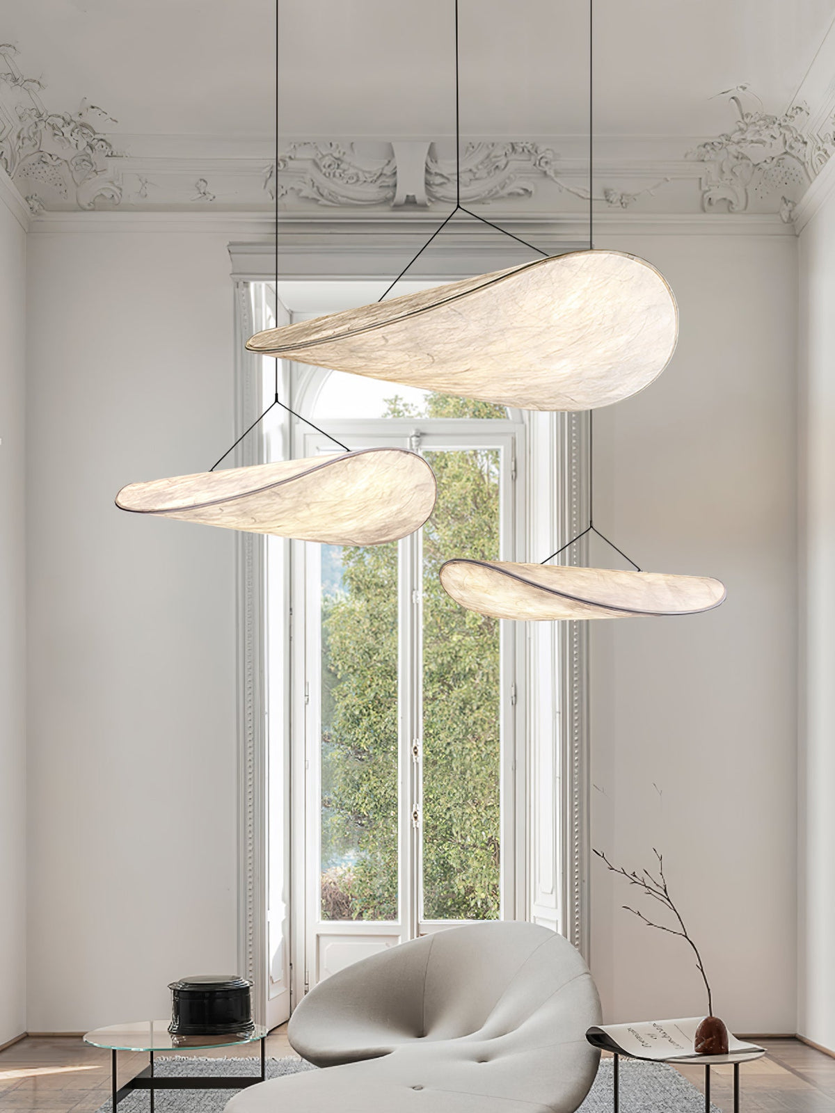 Silk Cloud Pendant Light, Large Fabric Chandelier, Dimmable