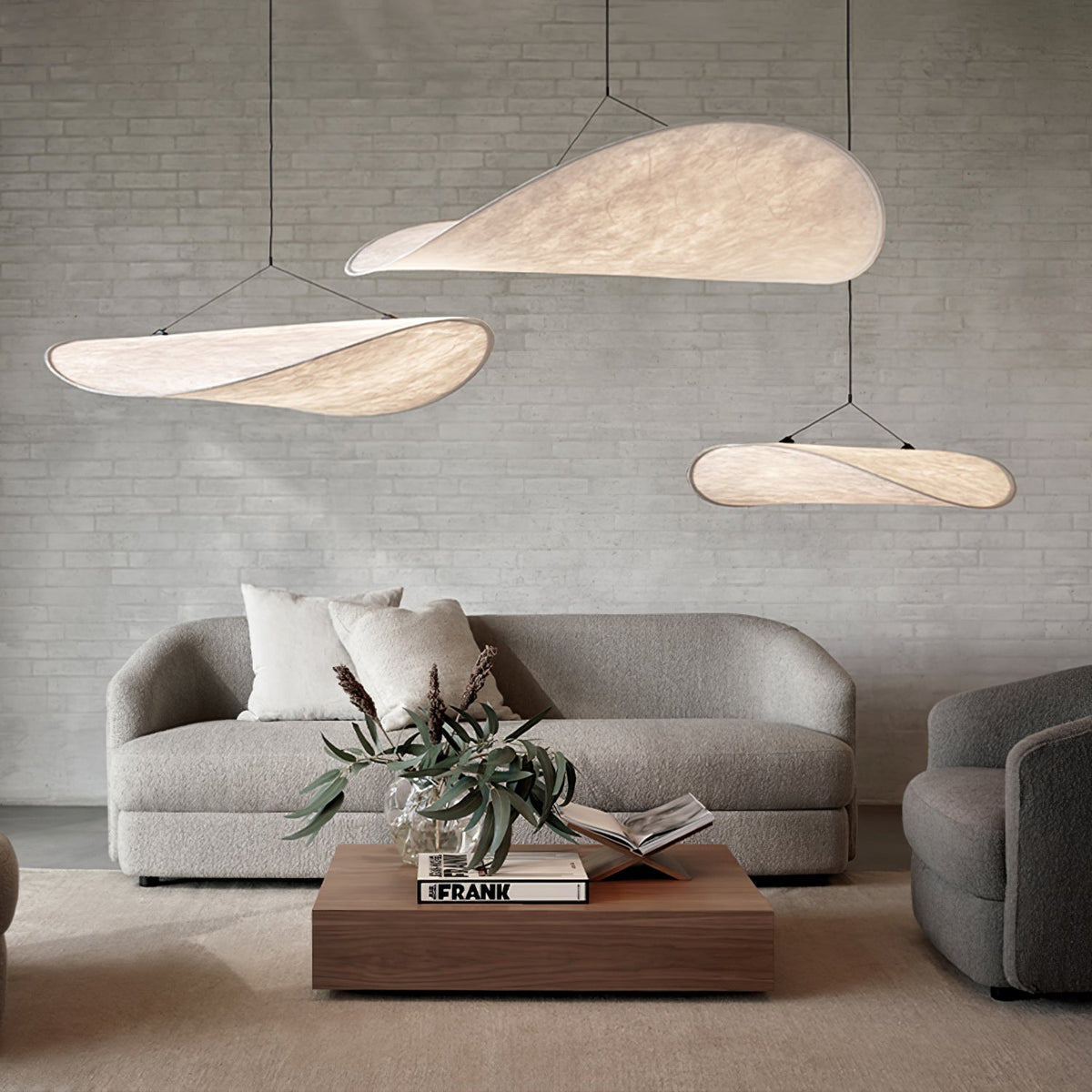 Disc Pendant Light, Floating Synthetic Paper Dining Lamp