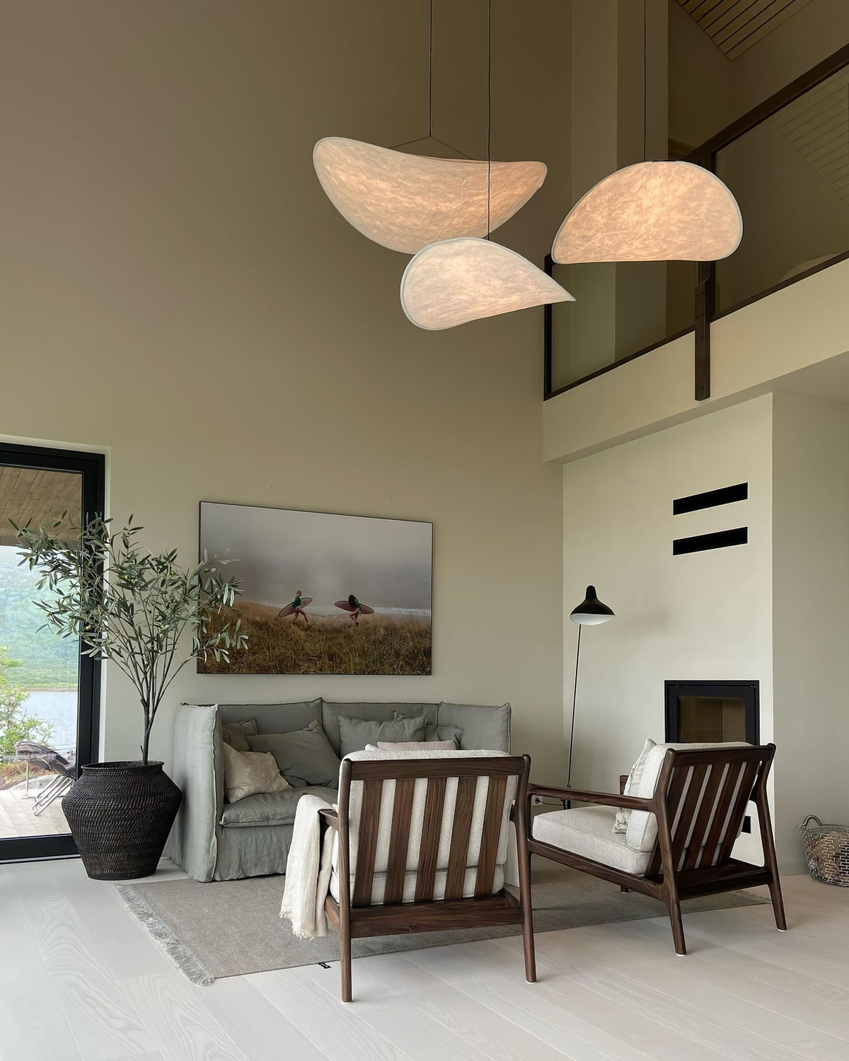 Disc Pendant Light, Floating Synthetic Paper Dining Lamp