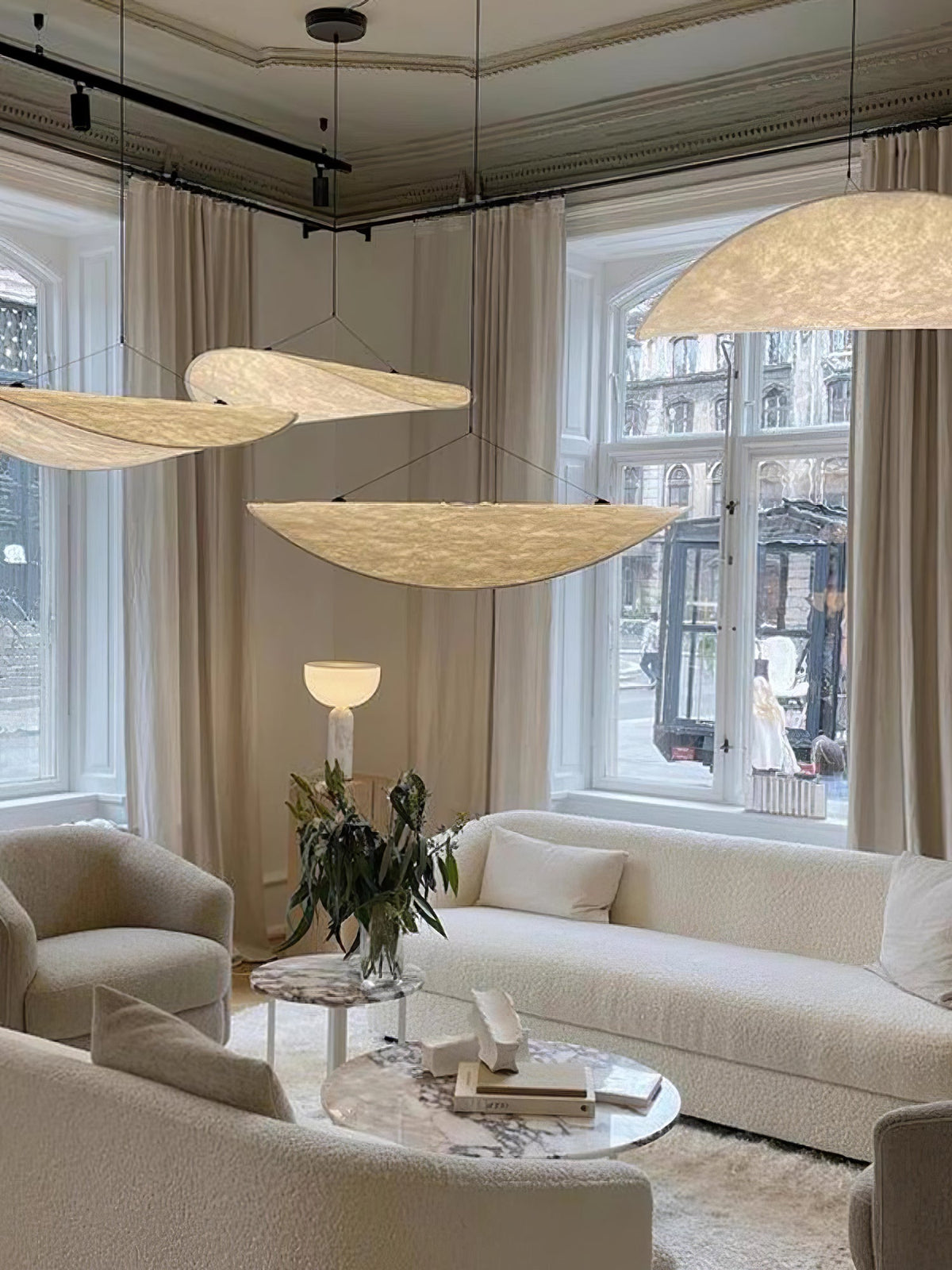 Disc Pendant Light, Floating Synthetic Paper Dining Lamp