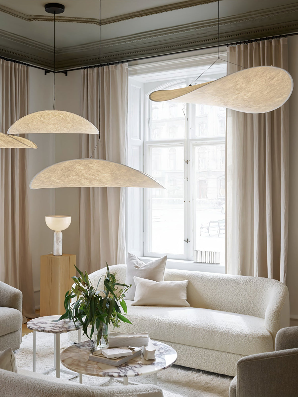 Disc Pendant Light, Floating Synthetic Paper Dining Lamp