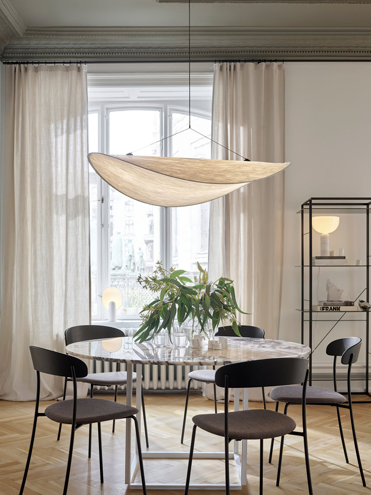 Disc Pendant Light, Floating Synthetic Paper Dining Lamp