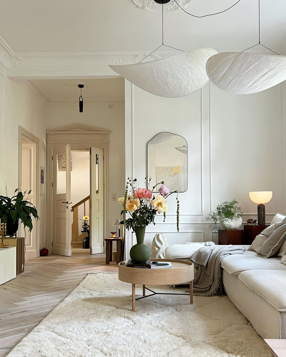 Disc Pendant Light, Floating Synthetic Paper Dining Lamp