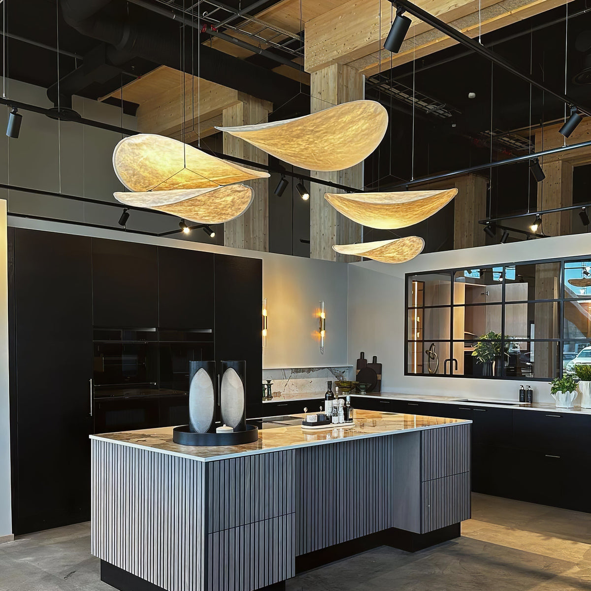 Disc Pendant Light, Floating Synthetic Paper Dining Lamp
