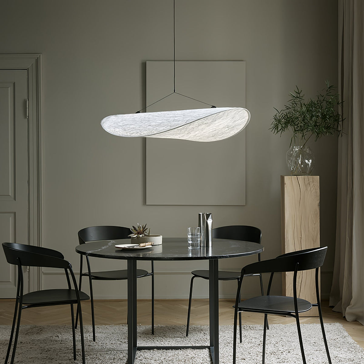 Disc Pendant Light, Floating Synthetic Paper Dining Lamp