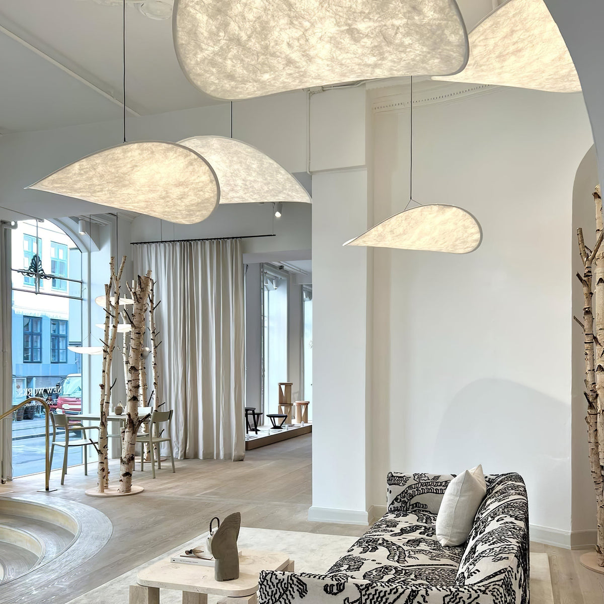 Disc Pendant Light, Floating Synthetic Paper Dining Lamp