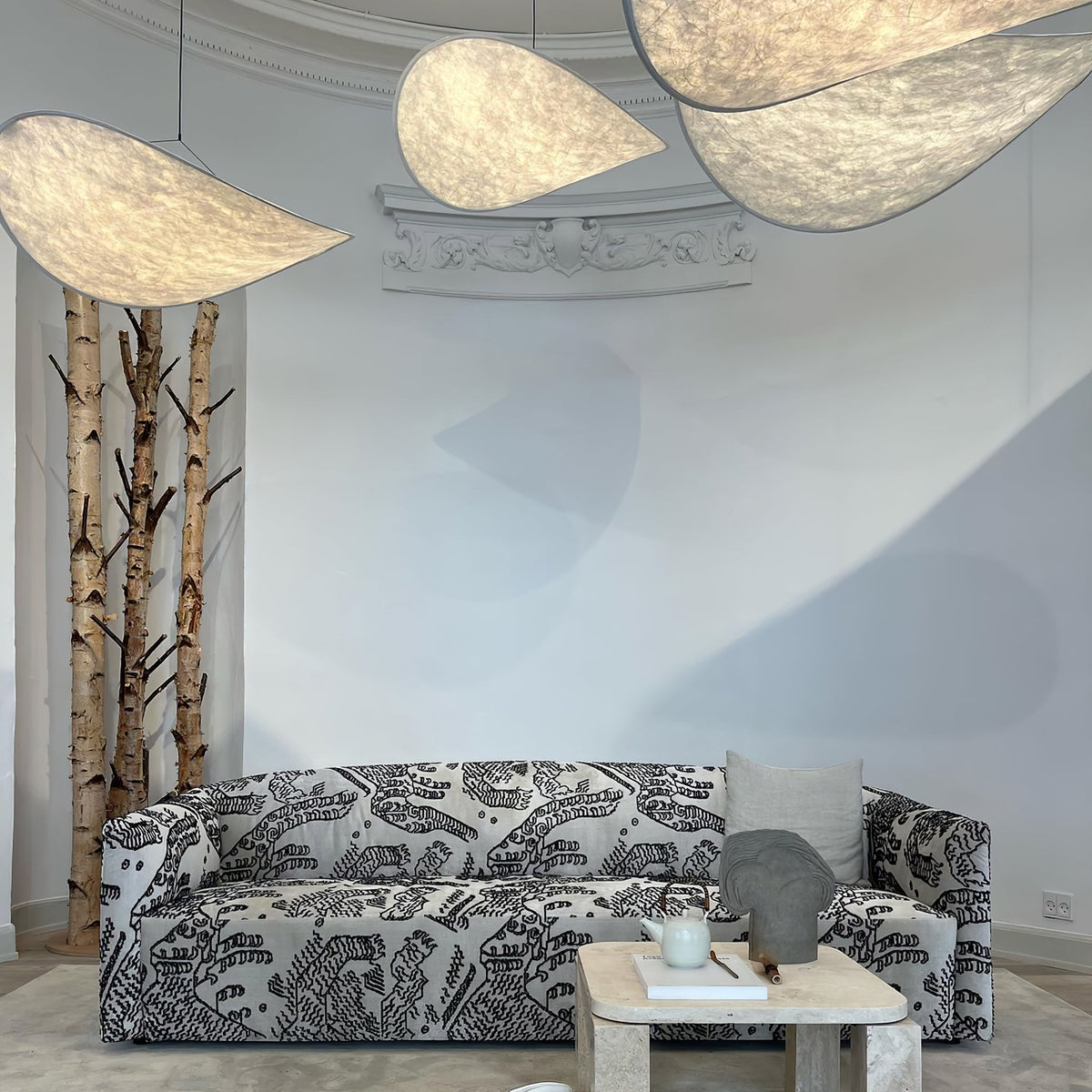 Disc Pendant Light, Floating Synthetic Paper Dining Lamp
