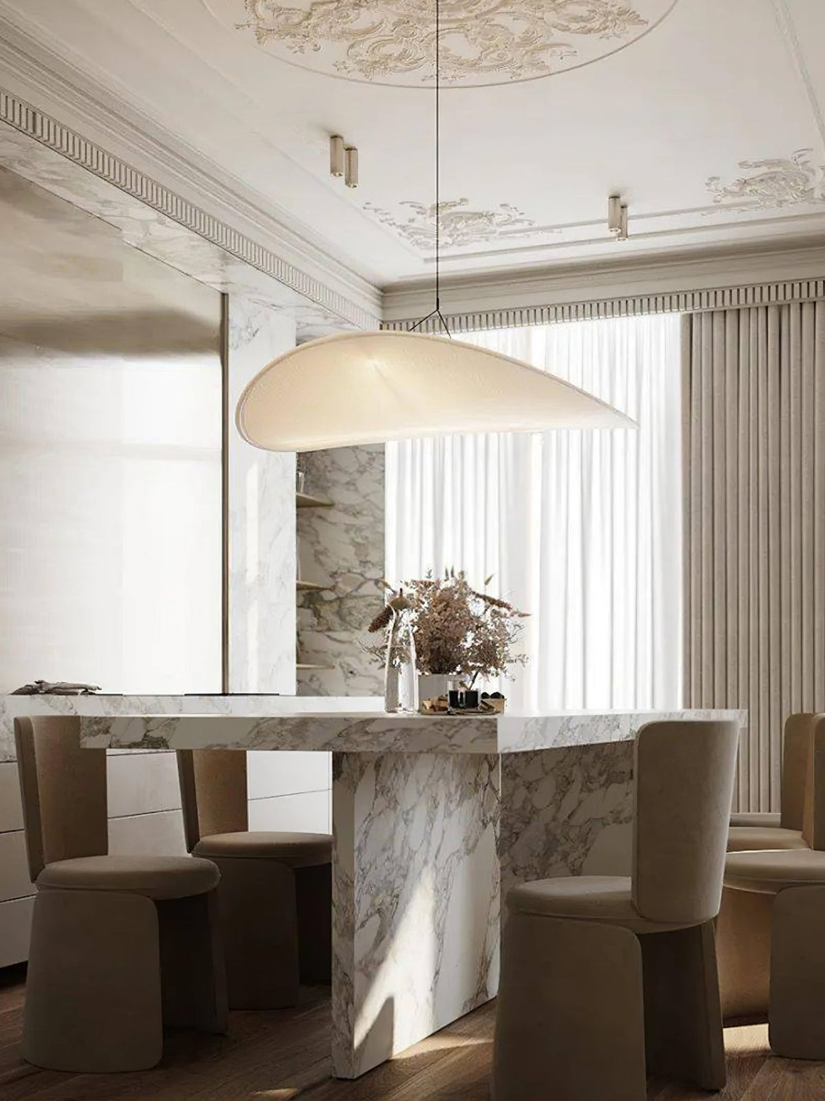 Disc Pendant Light, Floating Synthetic Paper Dining Lamp