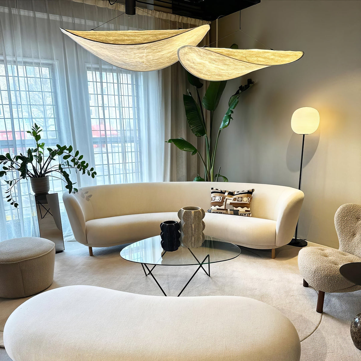 Disc Pendant Light, Floating Synthetic Paper Dining Lamp