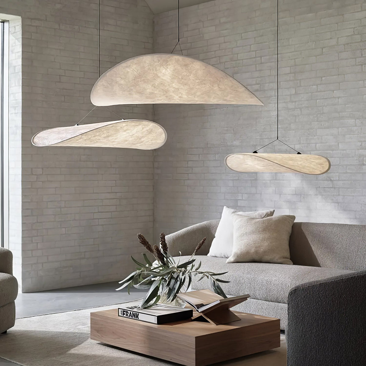 Disc Pendant Light, Floating Synthetic Paper Dining Lamp