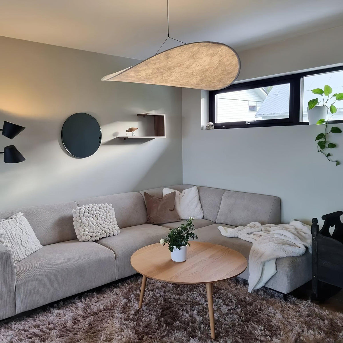 Disc Pendant Light, Floating Synthetic Paper Dining Lamp
