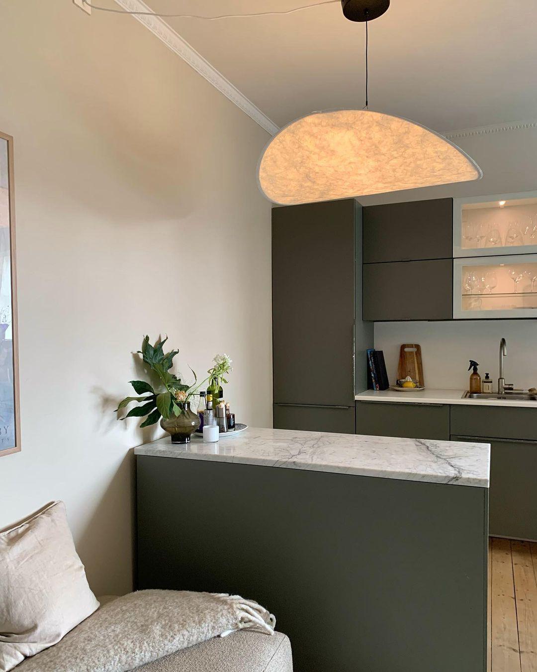 Disc Pendant Light, Floating Synthetic Paper Dining Lamp