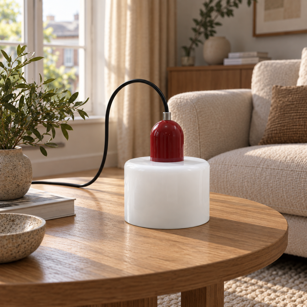 Bauhaus Glass Pendant Light, Halo Ring Cylinder Lamp