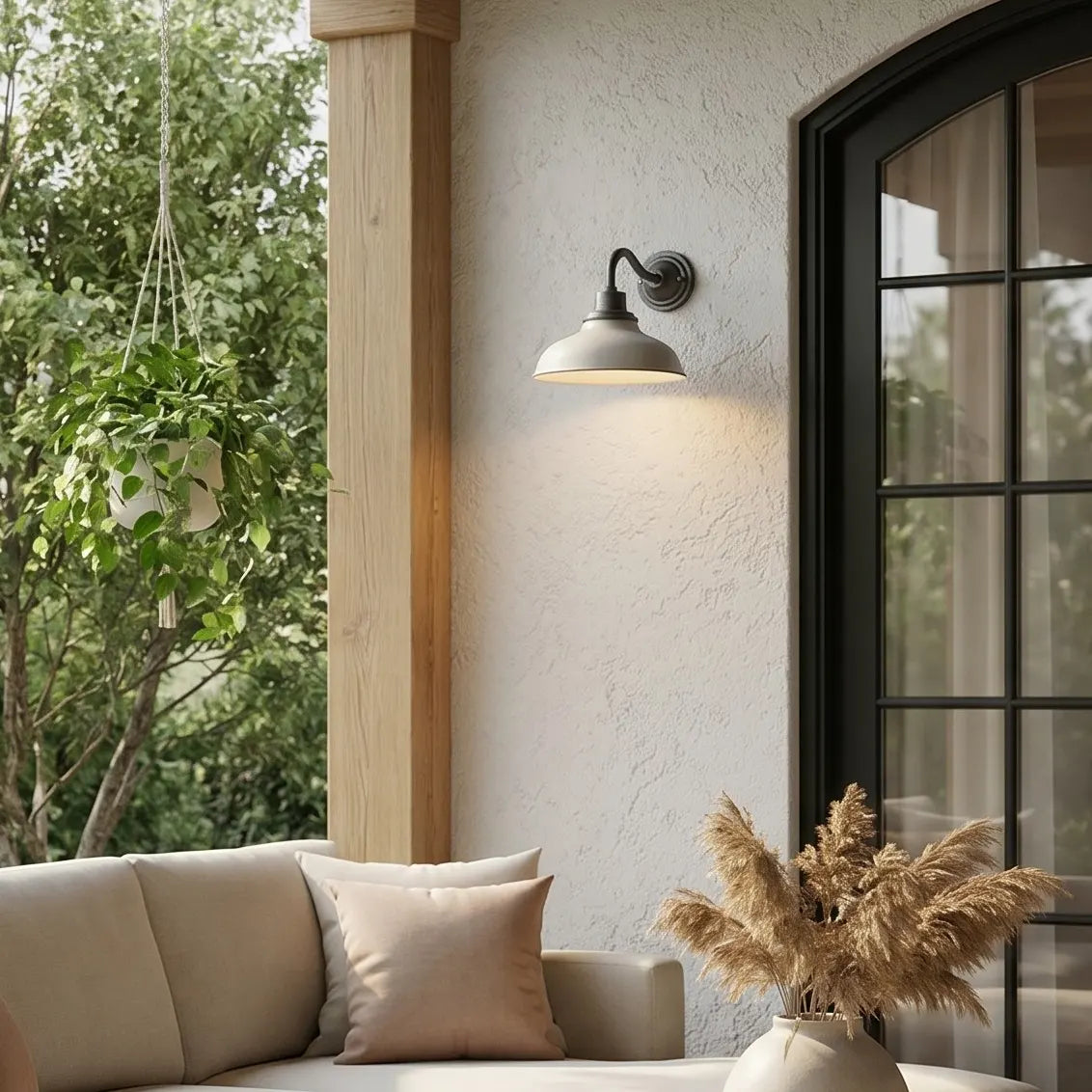 Outdoor Barn Light, 12 in Gooseneck Dome Metal Wall Sconce