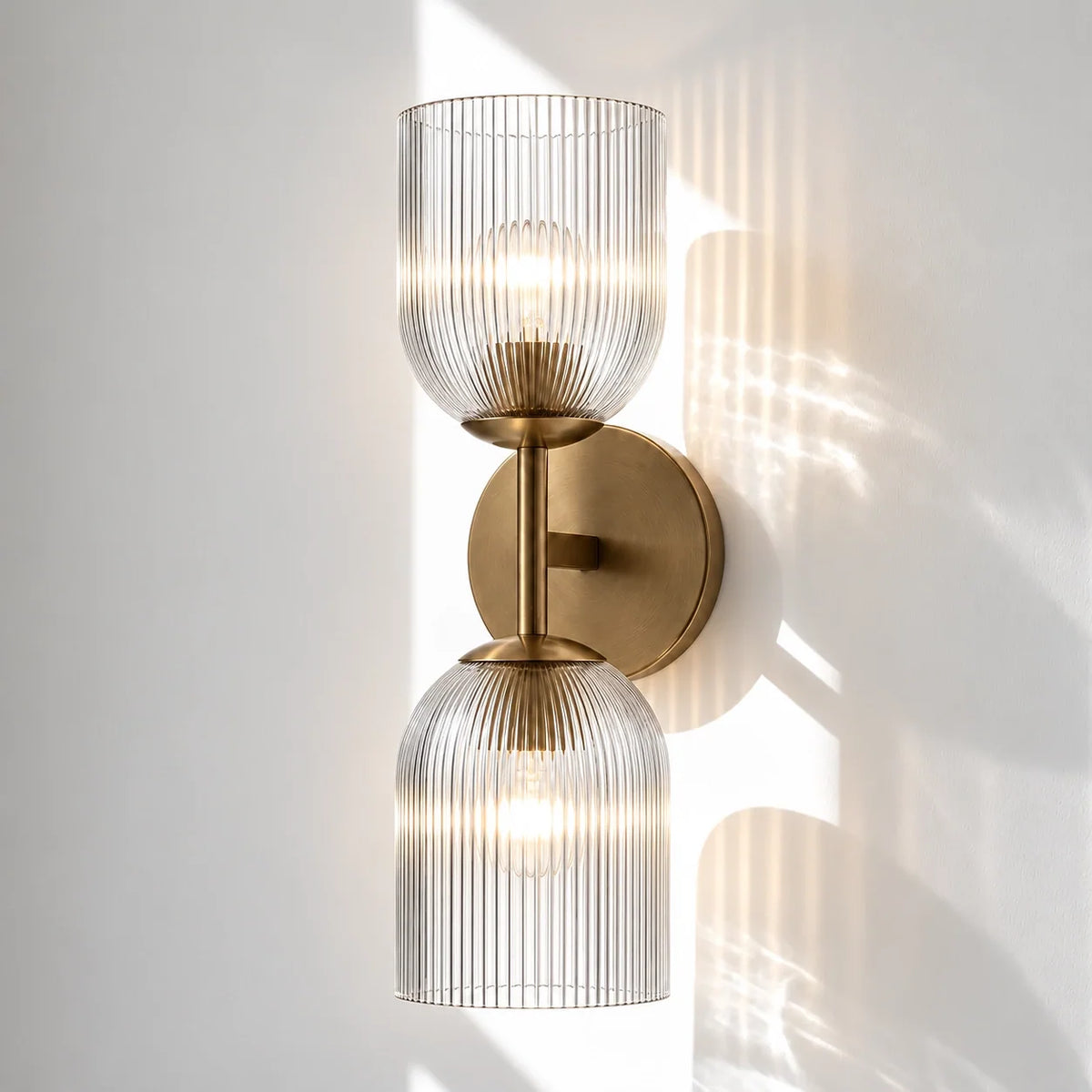 Ribbed Glass Wall Sconce, 1 to 3 Light Bathroom Wall Lamp