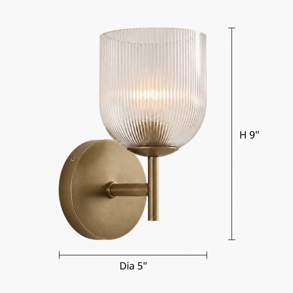 Ribbed Glass Wall Sconce, 1 to 3 Light Bathroom Wall Lamp