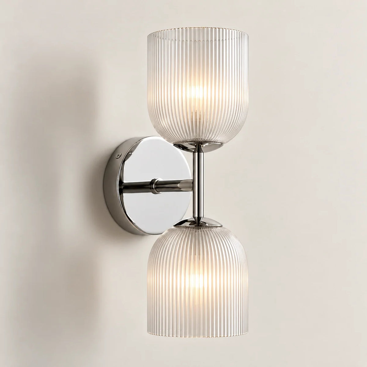 Ribbed Glass Wall Sconce, 1 to 3 Light Bathroom Wall Lamp