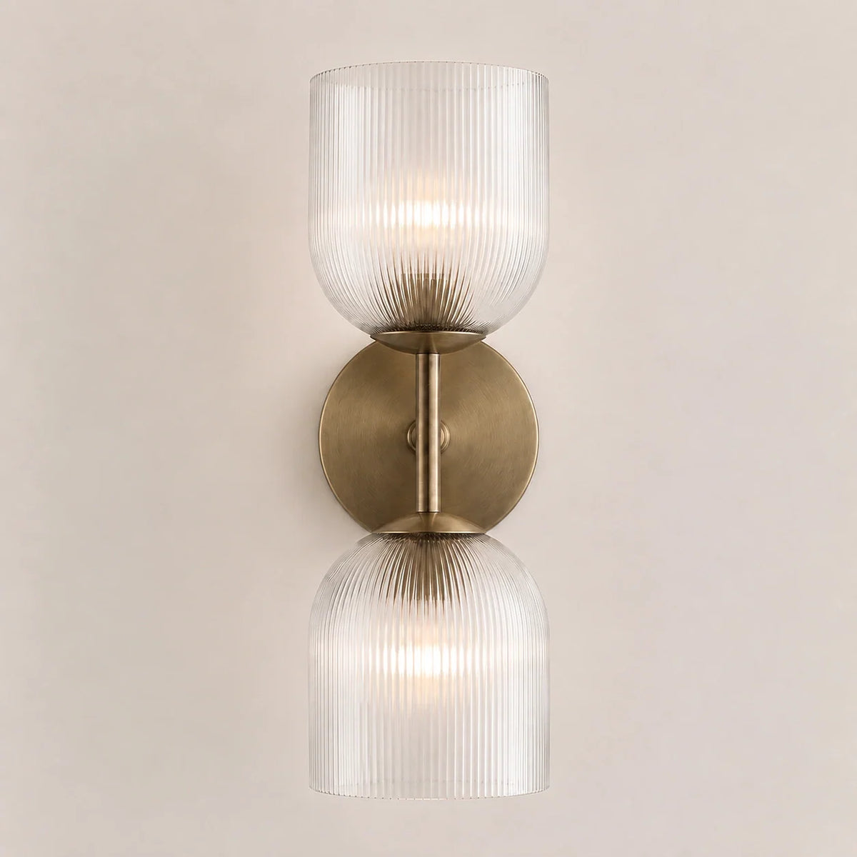 Ribbed Glass Wall Sconce, 1 to 3 Light Bathroom Wall Lamp