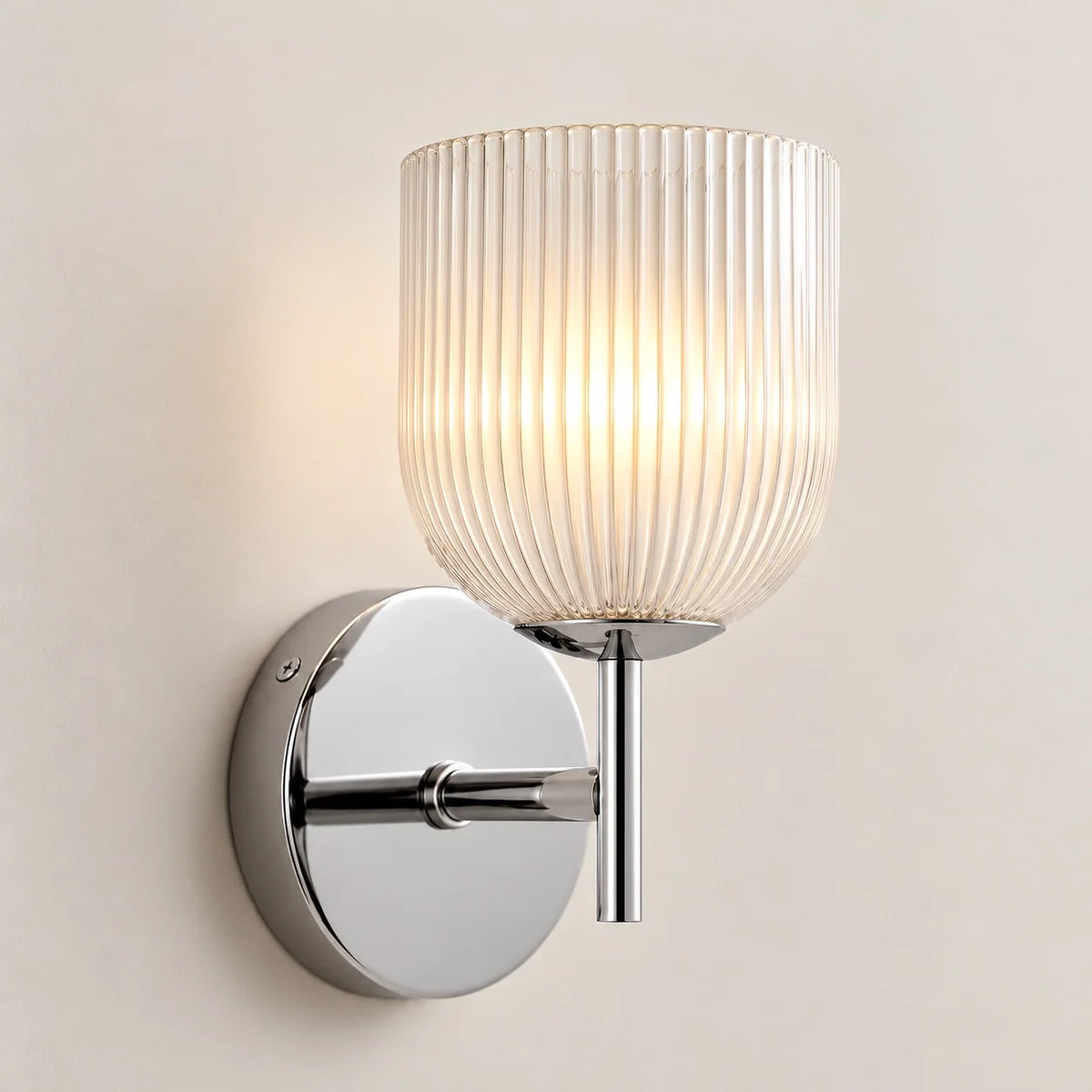 Ribbed Glass Wall Sconce, 1 to 3 Light Bathroom Wall Lamp