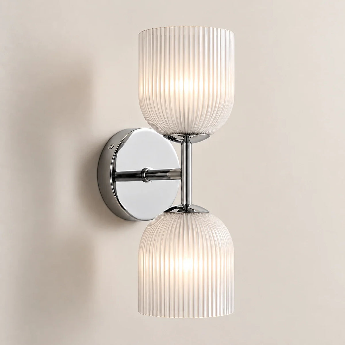 Ribbed Glass Wall Sconce, 1 to 3 Light Bathroom Wall Lamp