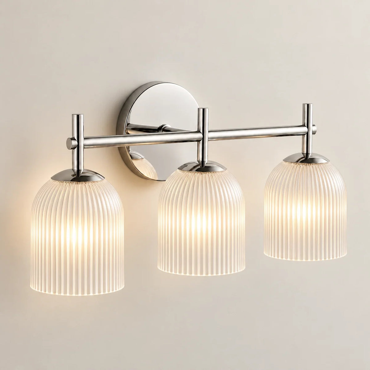 Ribbed Glass Wall Sconce, 1 to 3 Light Bathroom Wall Lamp